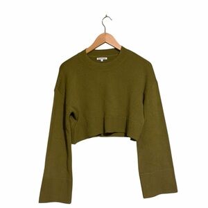 Reformation Olive Green Crop Cashmere Sweater